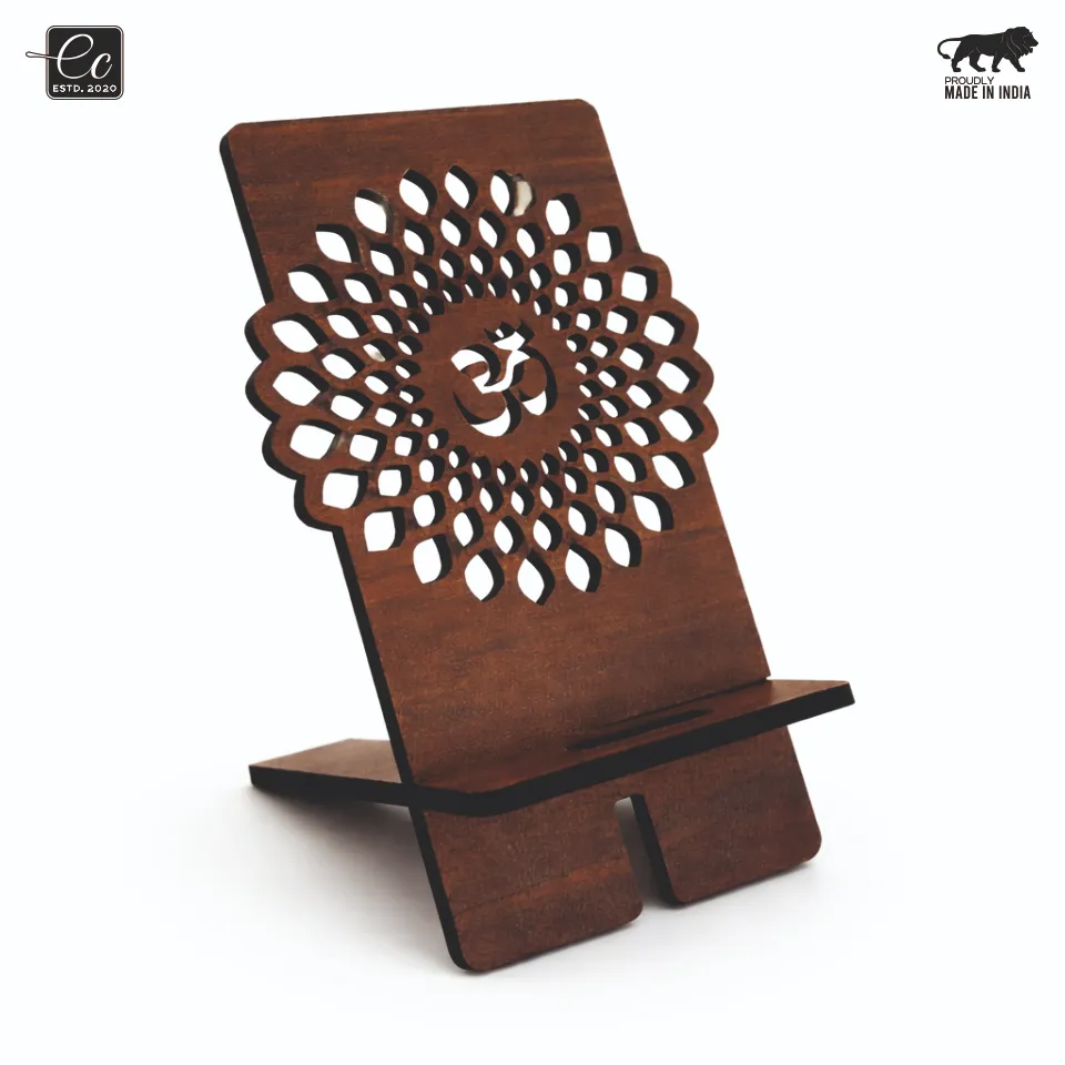 Premium MDF Wooden Mobile Stand with Om Mandala Design